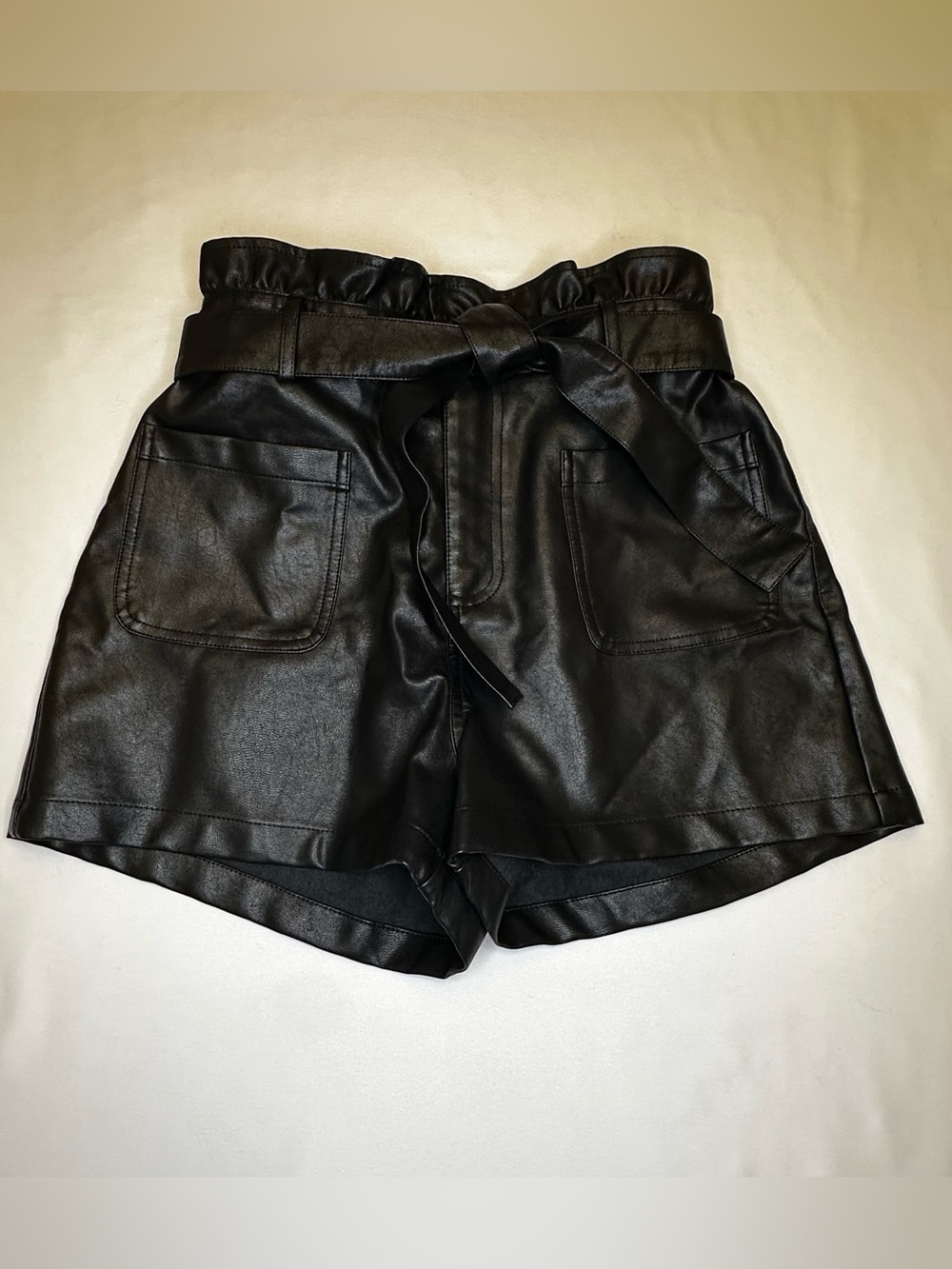 Black Francesca’s Collections Blue Rain Faux/Vegan‎ Leather Shorts Size M